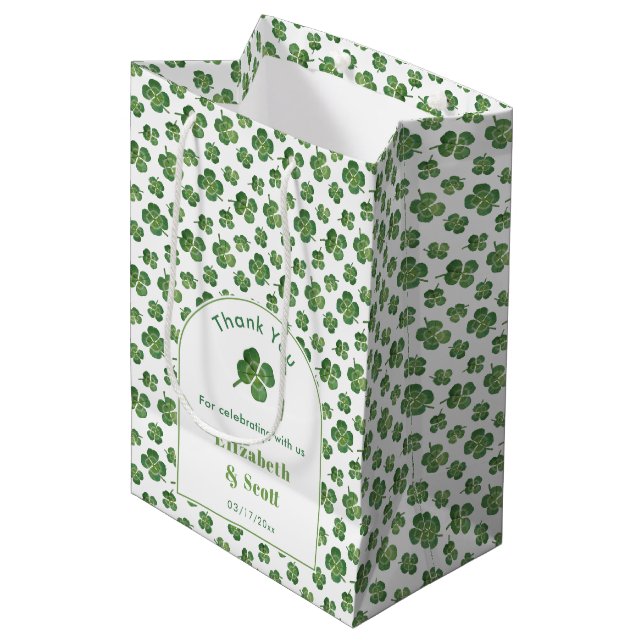 Modern Arch St Patricks Day Wedding Shower Favor Medium Gift Bag (Front Angled)