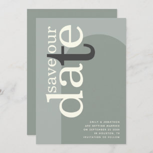 Modern Arch Stylish Typography Sage Green Save The Date