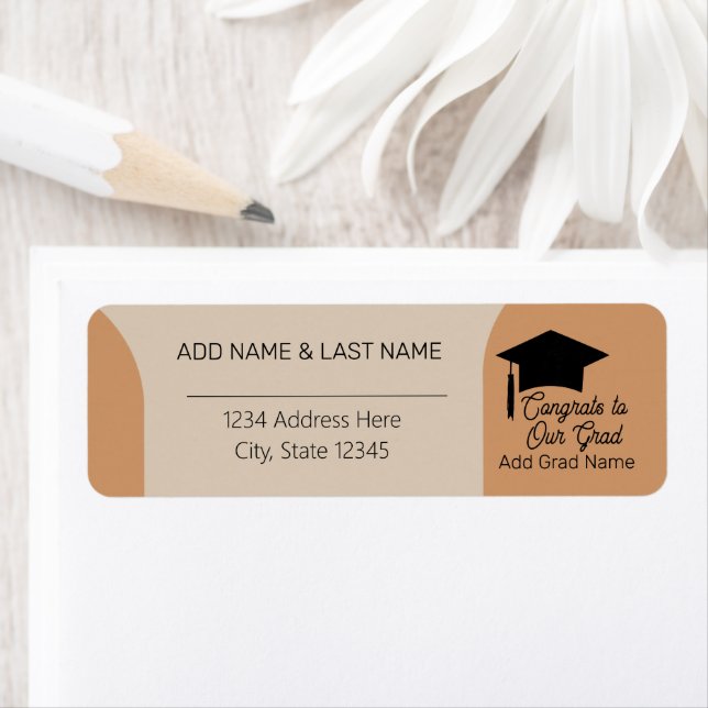 Modern Arch Terracotta Grad Shoutout Label (Insitu)