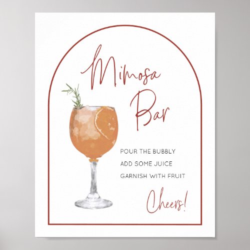 Modern Arch Terracotta Mimosa Bar Sign