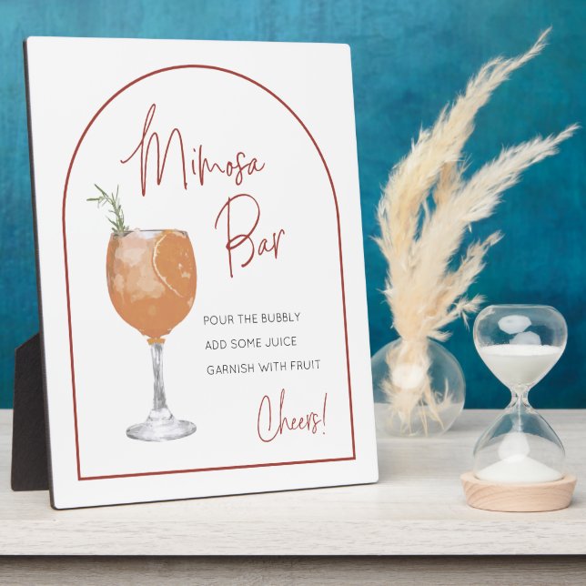 Modern Arch Terracotta Mimosa Bar Sign Plaque (Side)