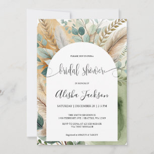 Modern Arch Terracotta & Sage Bridal Shower Invitation