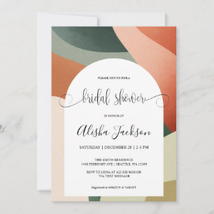 Modern Arch Terracotta & Sage Bridal Shower Invitation