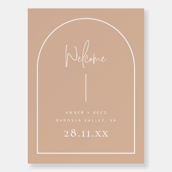 Modern Arch Terracotta Script Wedding Welcome Sign | Zazzle