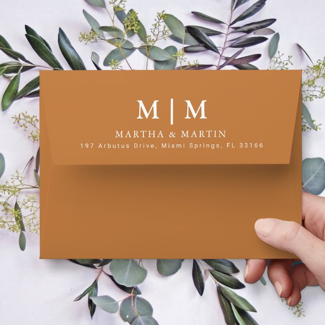 Modern Arch Terracotta Wedding Return Address 5x7 Envelope (Creator Uploaded)