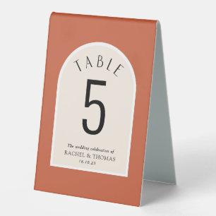 Modern arch terracotta Wedding table number Tent