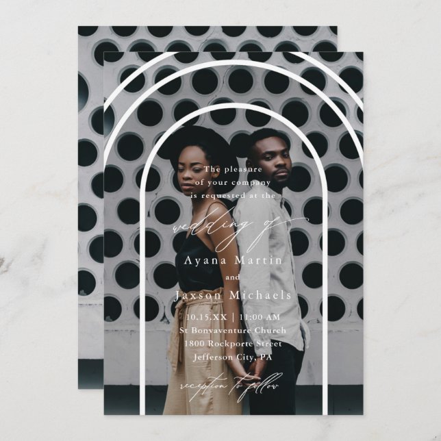 Modern Arch Two Photo Wedding Invitation (Front/Back)