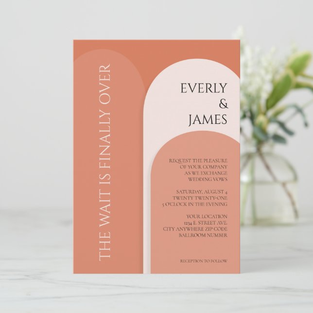  Modern Arch Wedding Invitation I Terracotta (Standing Front)