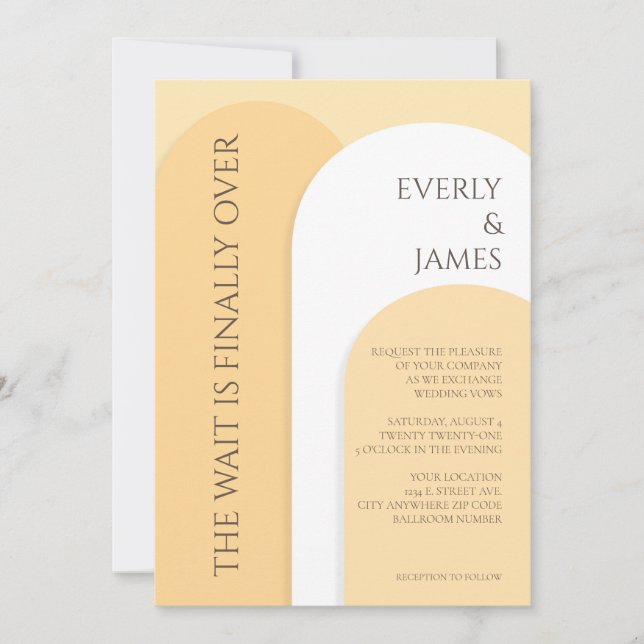  Modern Arch Wedding Invitation I Warm Yellow (Front)