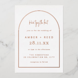 Modern Arch Wedding Real Rose Gold Foil  Invitation