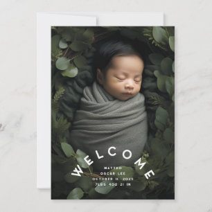Modern Arch Welcome Birth Photo Announcement