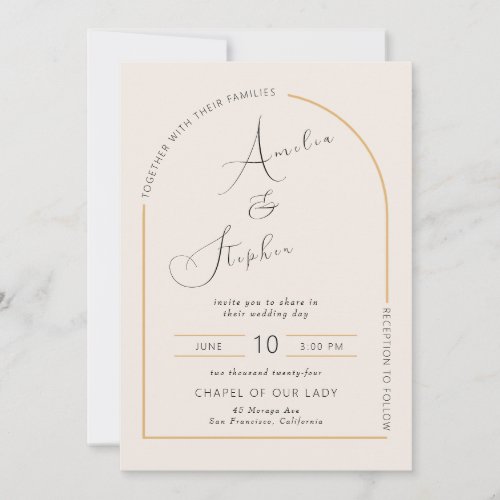 Modern Arch with Real Foil Wedding Invitations