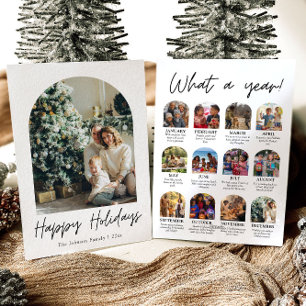 Modern Arch Year in Review Family Photo Christmas Holiday Card