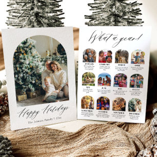 Modern Arch Year in Review Family Photo Christmas Holiday Card