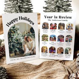 Modern Arch Year in Review Family Photo Christmas Holiday Card