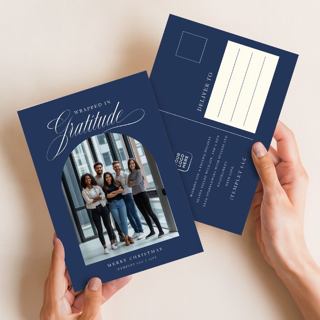 Modern Arched Photo Business Christmas Holiday Postcard (Creator Uploaded)