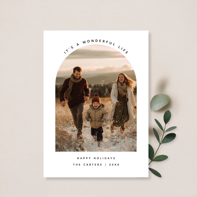  Modern Arched Photo It’s a Wonderful Life Holiday Card (Creator Uploaded)