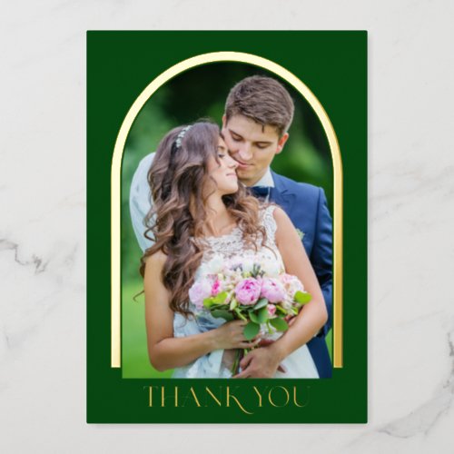 Modern Arched Photo Wedding Thank You Gold Foil In Foil Invitation
