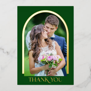 Modern Arched Photo Wedding Thank You Gold Foil In Invitation