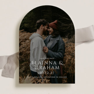 Modern Arched Wedding Photo Save the Date Invitation