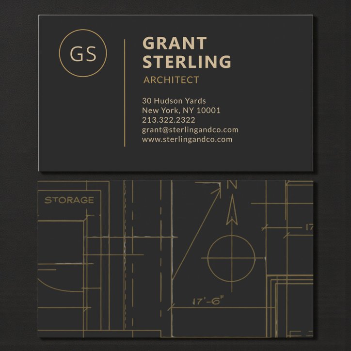 Modern Architect Black Gold Business Card