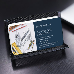Modern Architect Blueprint & Drafting Tools Business Card