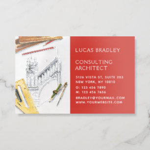 Modern Architect Engineer Construction Raised Spot UV Business Card