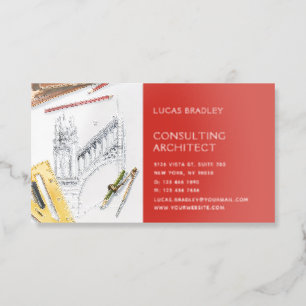 Modern Architect Engineer Construction Raised Spot UV Business Card