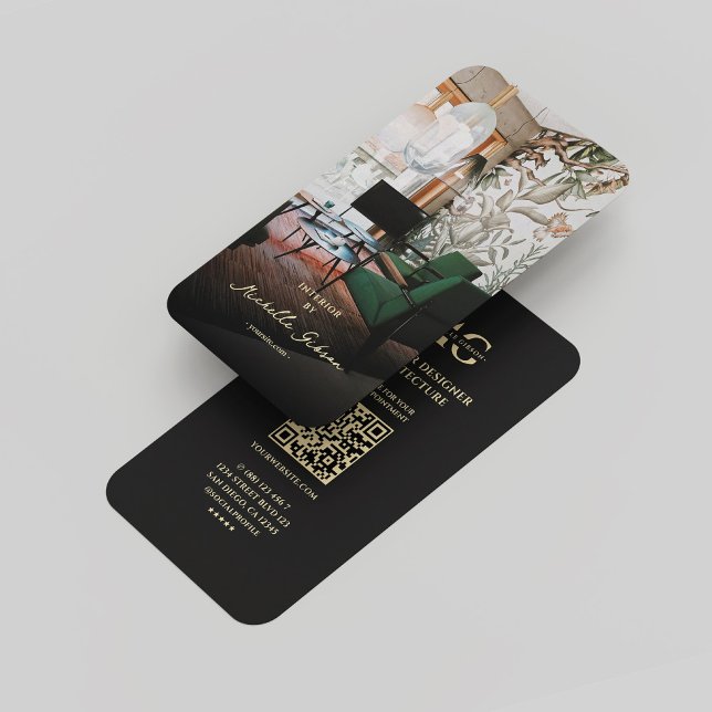 Modern Architect Interior Designer Monogram Black  Business Card (Modern Architect Interior Designer Monogram Black Business Card
)