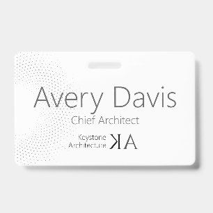Modern Architect   Minimalist Black & White Name Badge