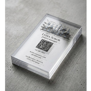 Modern Architect QR Code Clear Acrylic Business Cards