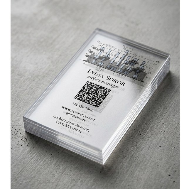 Modern Architect QR Code Clear Acrylic Business  Cards (Creator Uploaded)