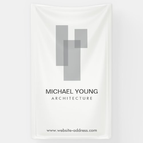 Modern Architectural Blocks Logo GrayWhite Banner