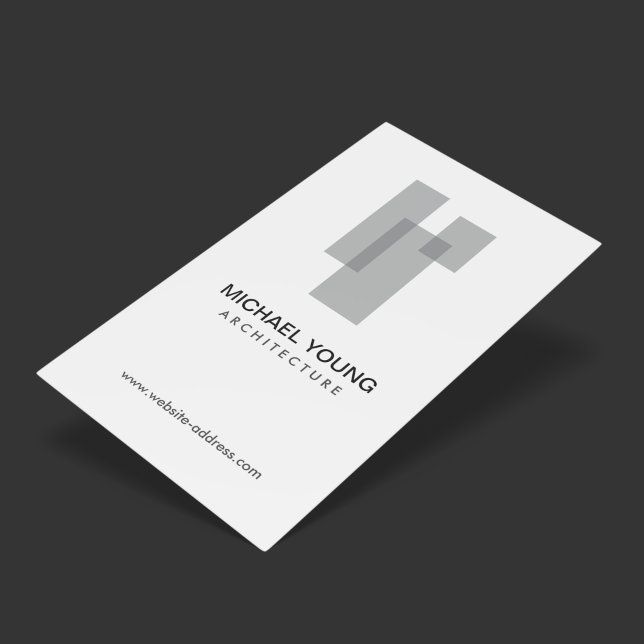 Modern Architectural Blocks Logo Gray/White Business Card