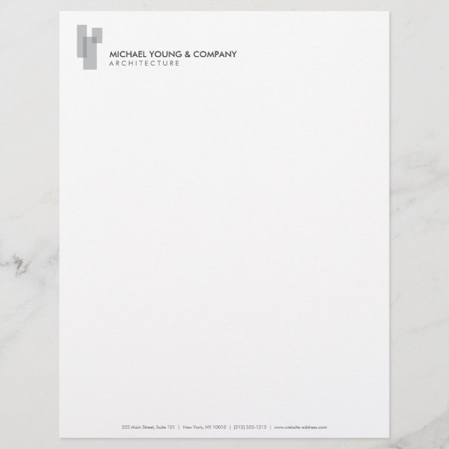 Modern Architectural Blocks Logo Gray/White Letterhead (Front)