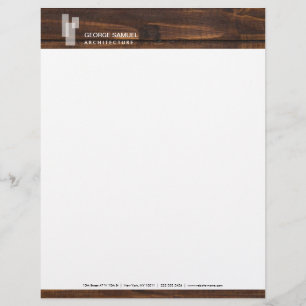 Modern Architectural Blocks Logo II on Dark Wood Letterhead