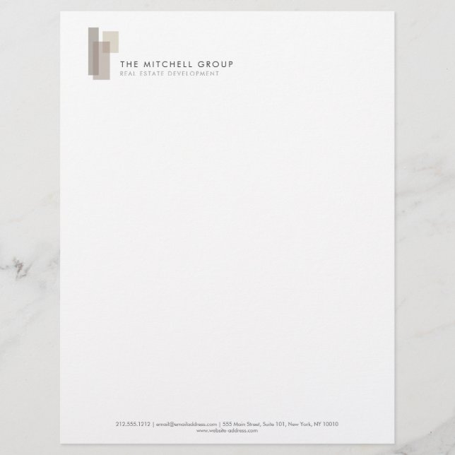 Modern Architectural Blocks Logo Minimalist Letterhead (Front)