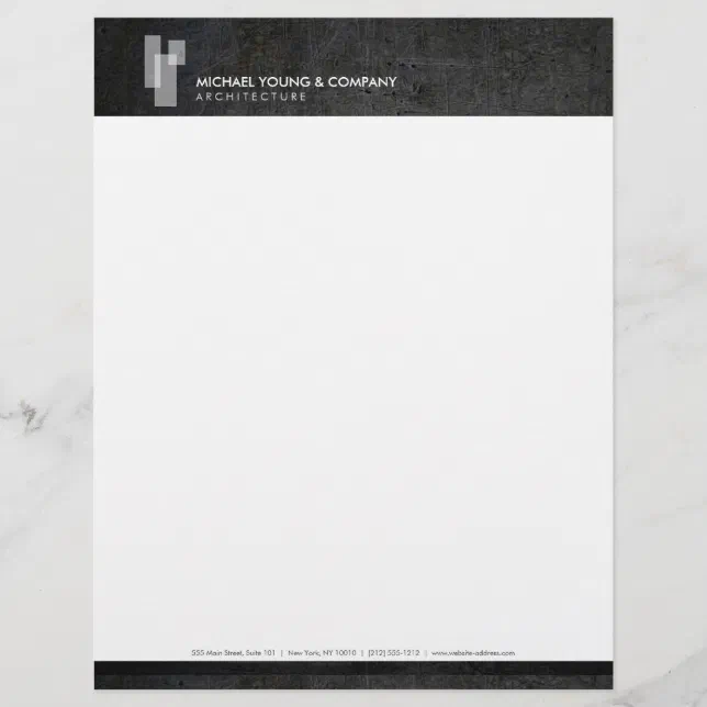 Modern Architectural Blocks Logo White/Dark Metal Letterhead | Zazzle