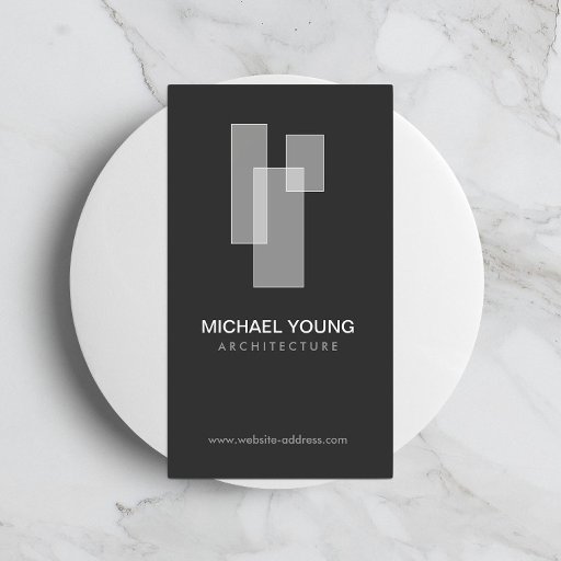 Customizable WHITE BLOCKS LOGO for Architects, Builders, Design Business Cards