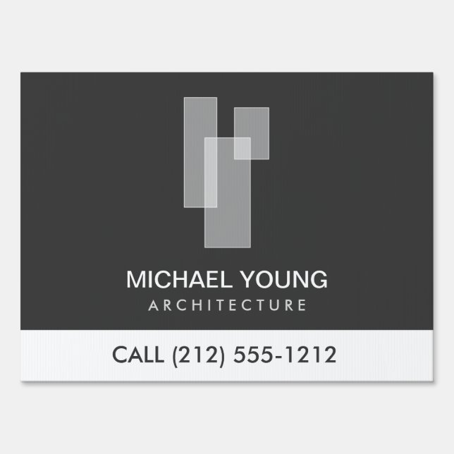Modern Architectural Blocks Logo White/Gray Sign (Front)