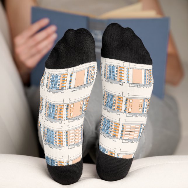 Modern Architectural Blueprint  Socks (Bottom)