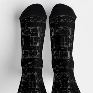 Modern Architectural Blueprint  Socks