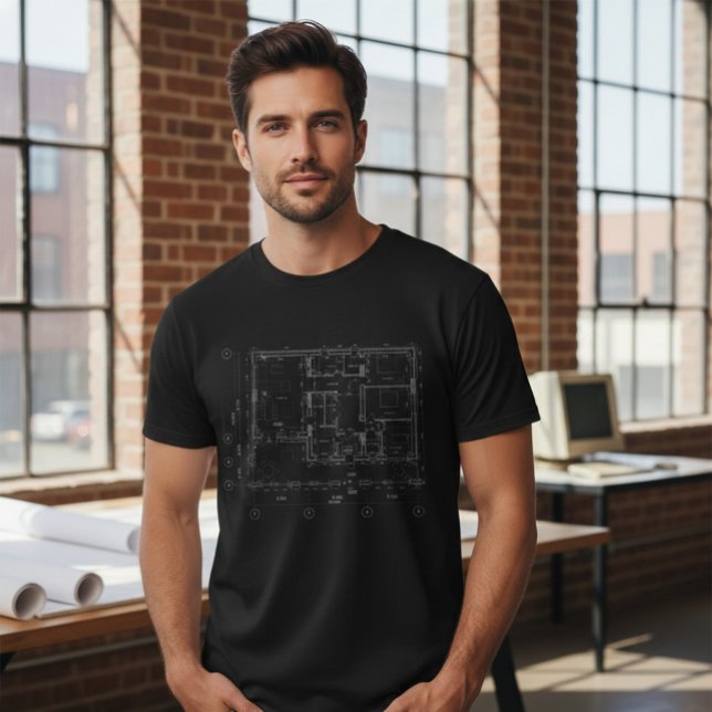 Modern Architectural Blueprint T-Shirt (Creator Uploaded)