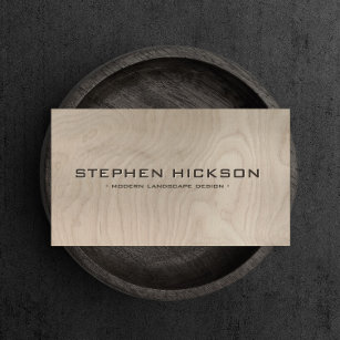 MODERN & ARCHITECTURAL CARVED TEXT on GRAY WOOD Business Card