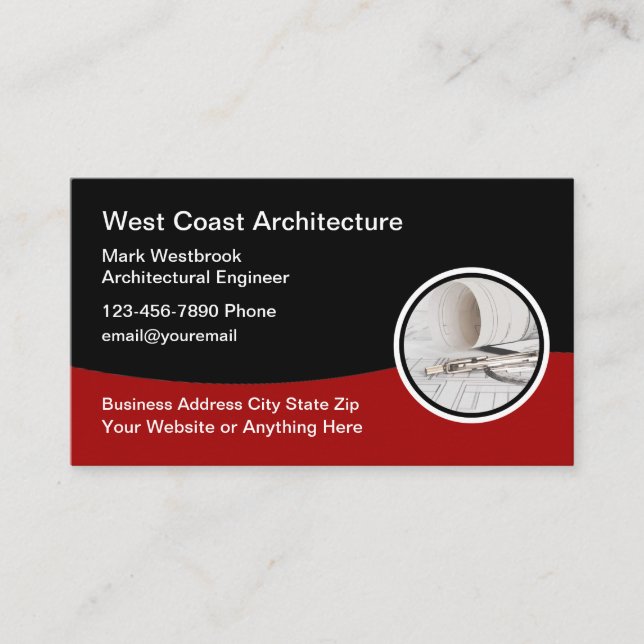 Modern Architectural Engineer Business Cards (Front)