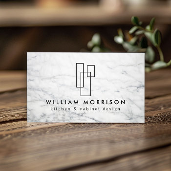 Modern Architectural Logo On White Marble Business Card by 1201am at Zazzle