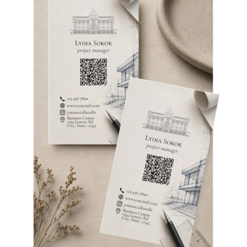 Modern Architectural QR Code Networking Business Card