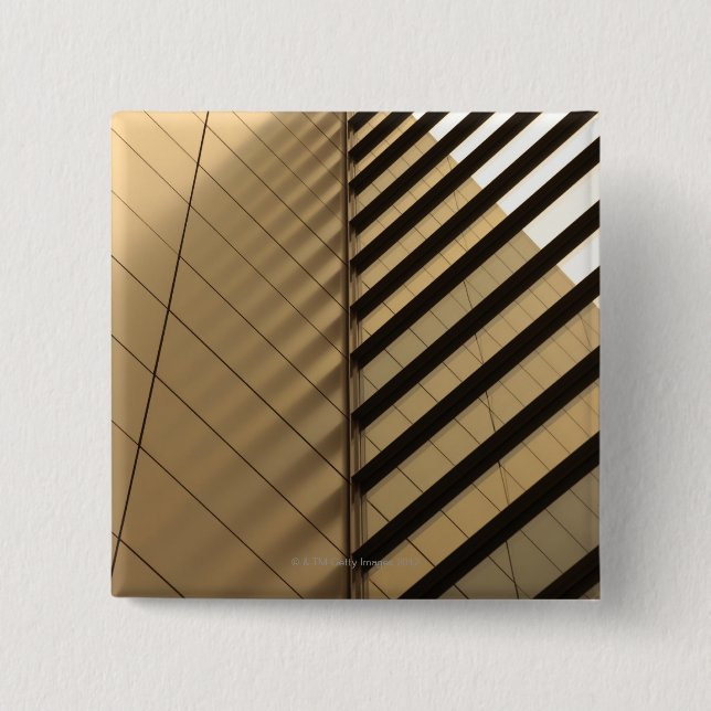 Modern architecture, yellow toned pinback button (Front)