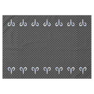 Modern Aries Sign on Charcoal Carbon Fiber Print Tablecloth