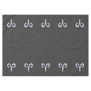 Modern Aries Sign on Charcoal Carbon Fiber Print Tablecloth